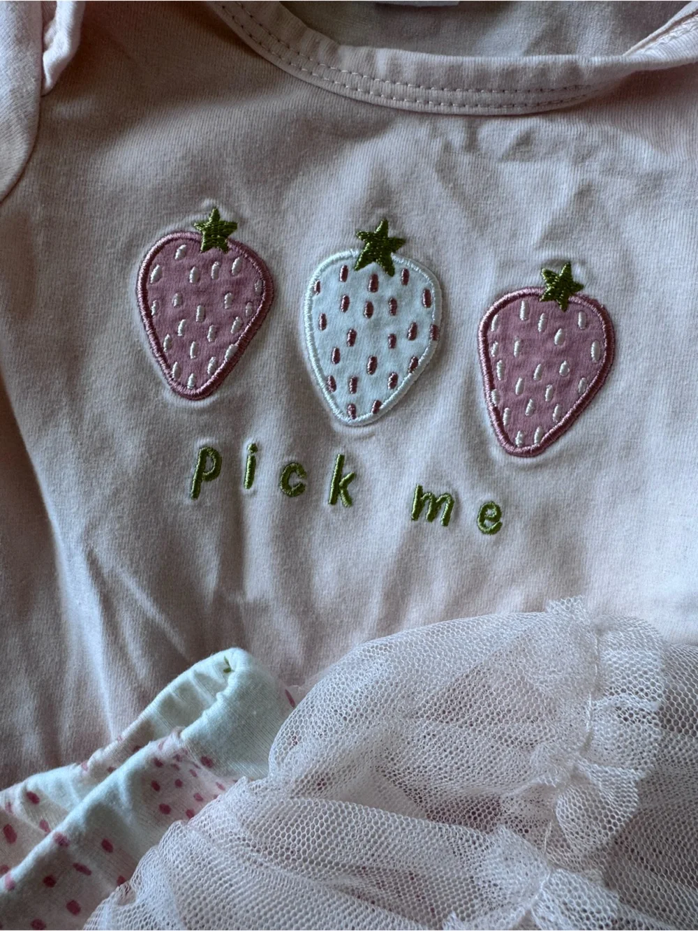 pl baby Pink Strawberry Tutu Bodysuit & Leggings Set
